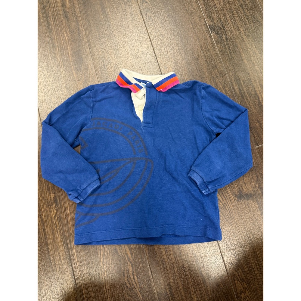Jacadi Paris Boys Long-Sleeve Whale Rugby Polo Shirt - Size 4A / 104cm (Blue)